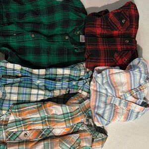 Bundle! Kids Plaid Button Down Shirts - Green, Red, Blue, Orange